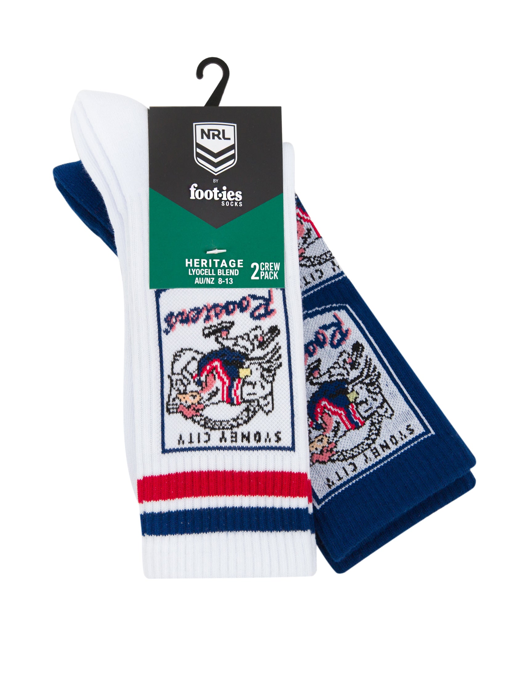 Sydney Roosters Retro Sneaker Sock 2-Pack