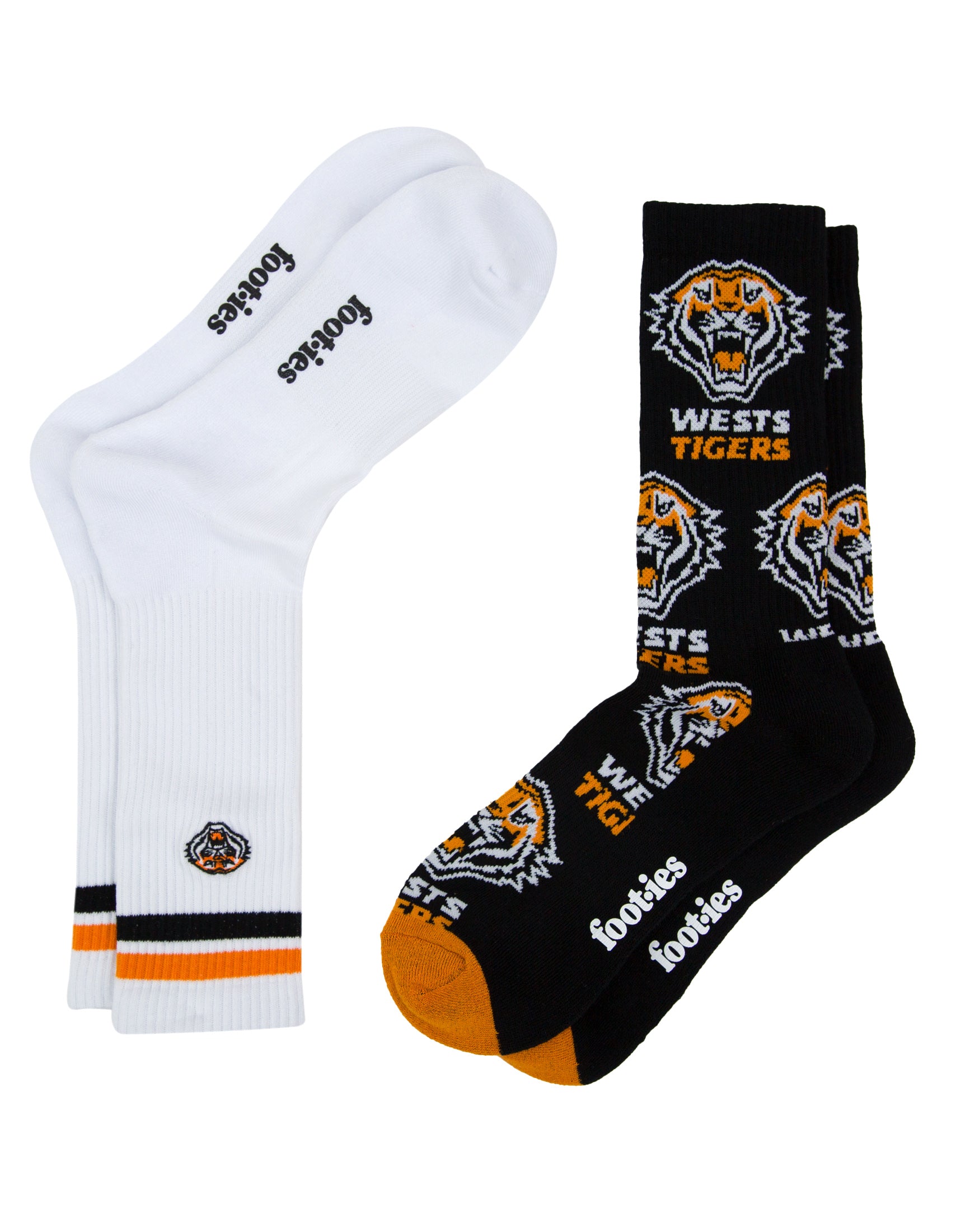Wests Tigers Embroidered Sneaker Socks 2 Pack