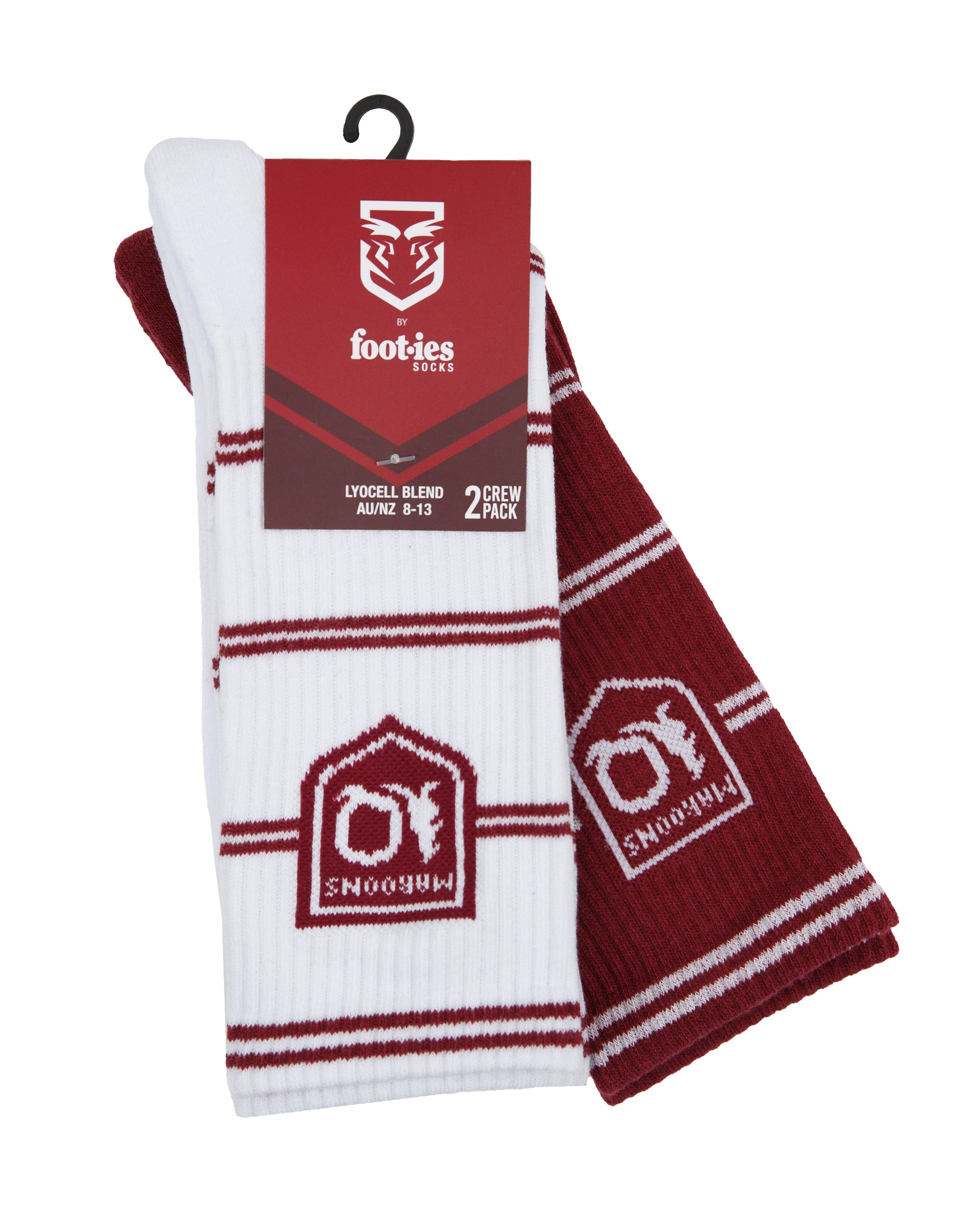 Queensland Maroons All Over Stripe Sneaker Sock 2-Pack