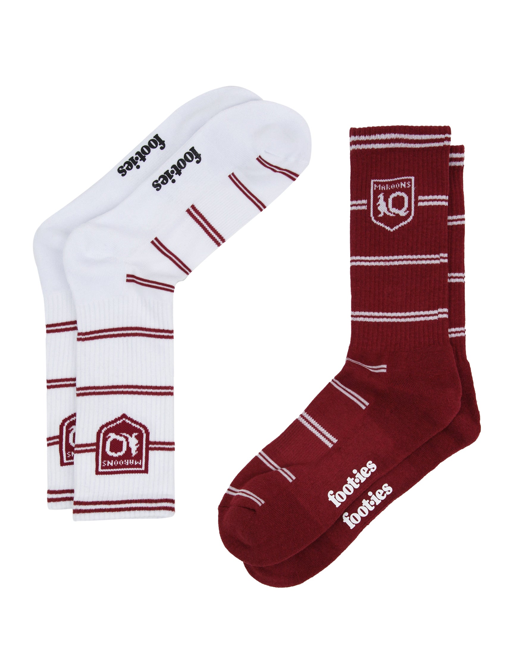 Queensland Maroons All Over Stripe Sneaker Sock 2-Pack